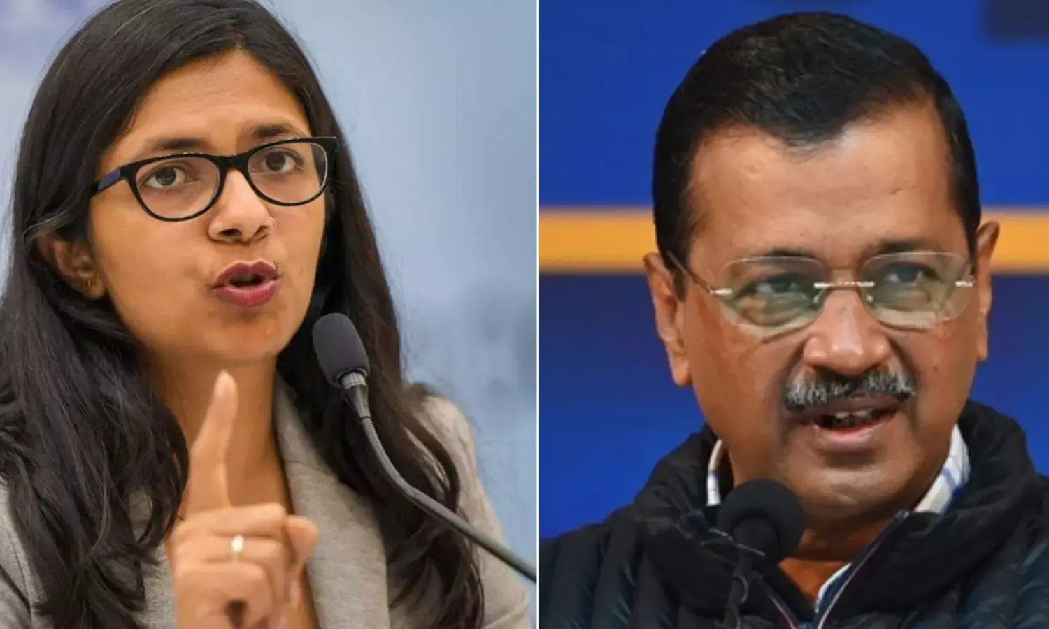 Rajya Sabha MP Swati Maliwal and Arvind Kejriwal