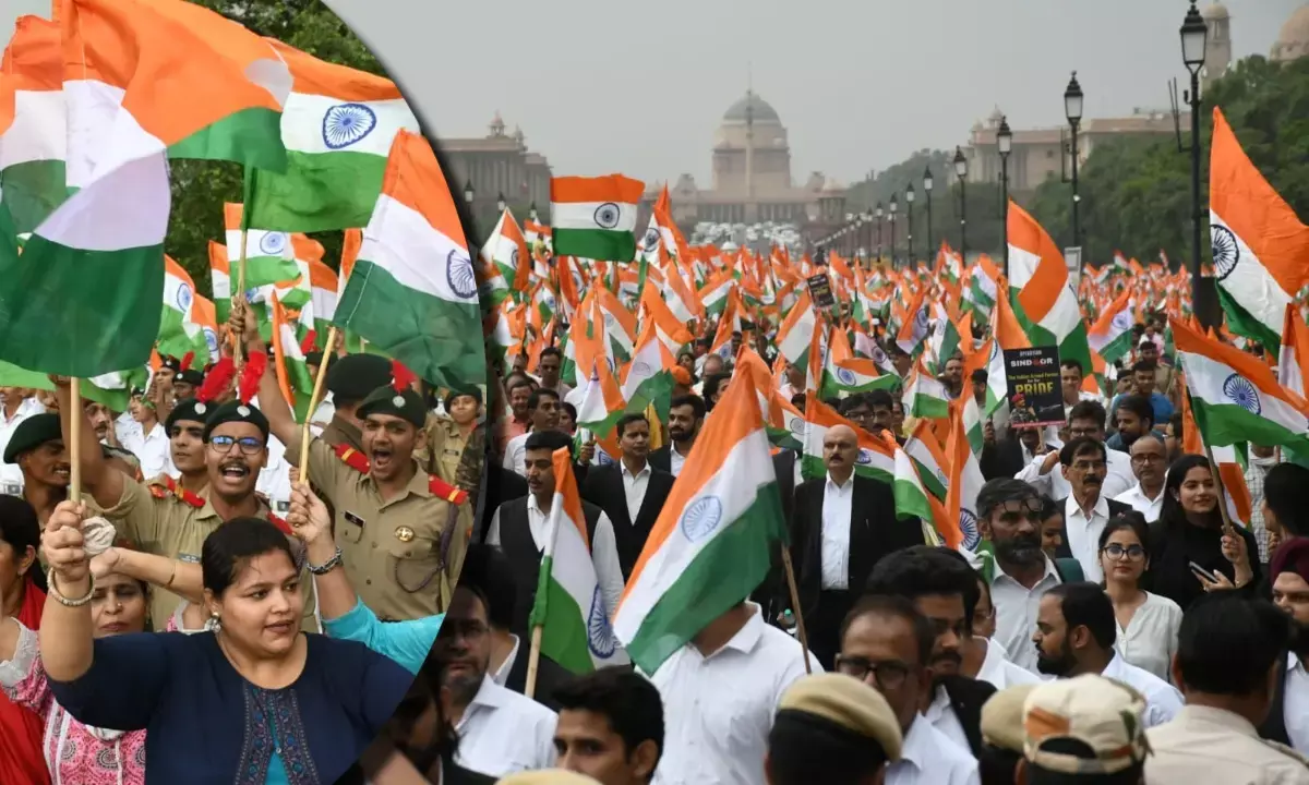 BJP ने तिरंगा यात्रा निकालकर सेना के शौर्य को किया सलाम; देखें Video