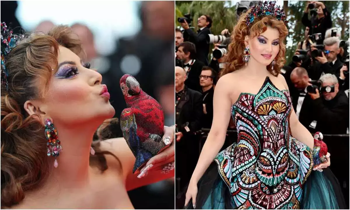 Urvashi Rautela Cannes 2025 look, carries rs 4 lakh Parrot Clutch