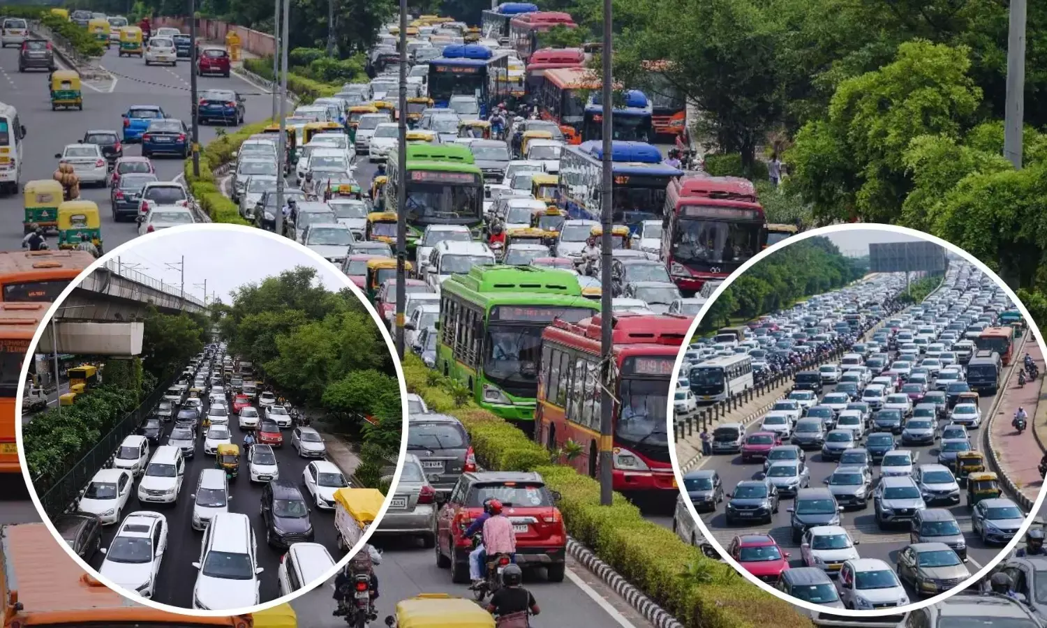 Heavy traffic jam on 233 roads in Delhi