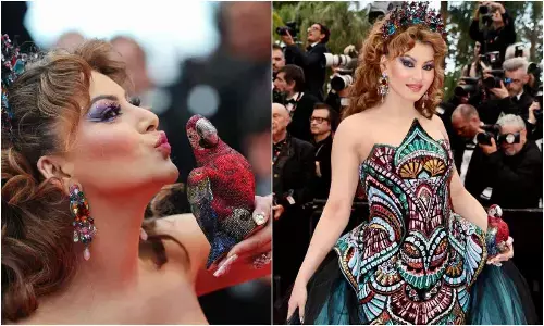 Urvashi Rautela Cannes 2025 look, carries rs 4 lakh Parrot Clutch