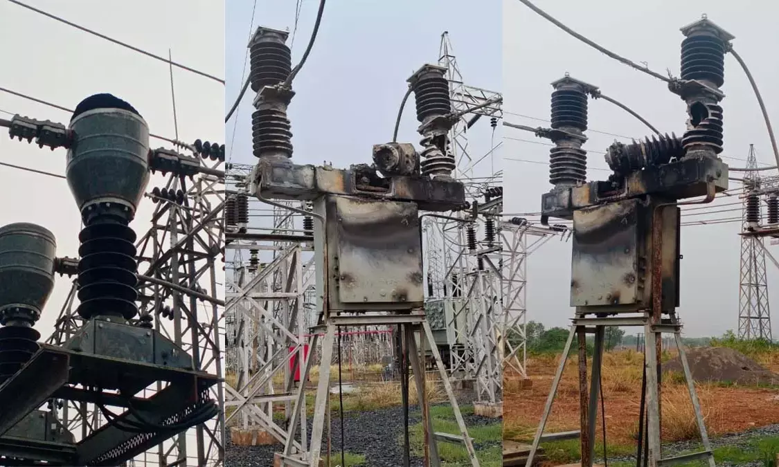 आकाशीय बिजली से सर्किट ब्रेकर के पोल डेमेज, 3 ट्रांसफार्मर फटे