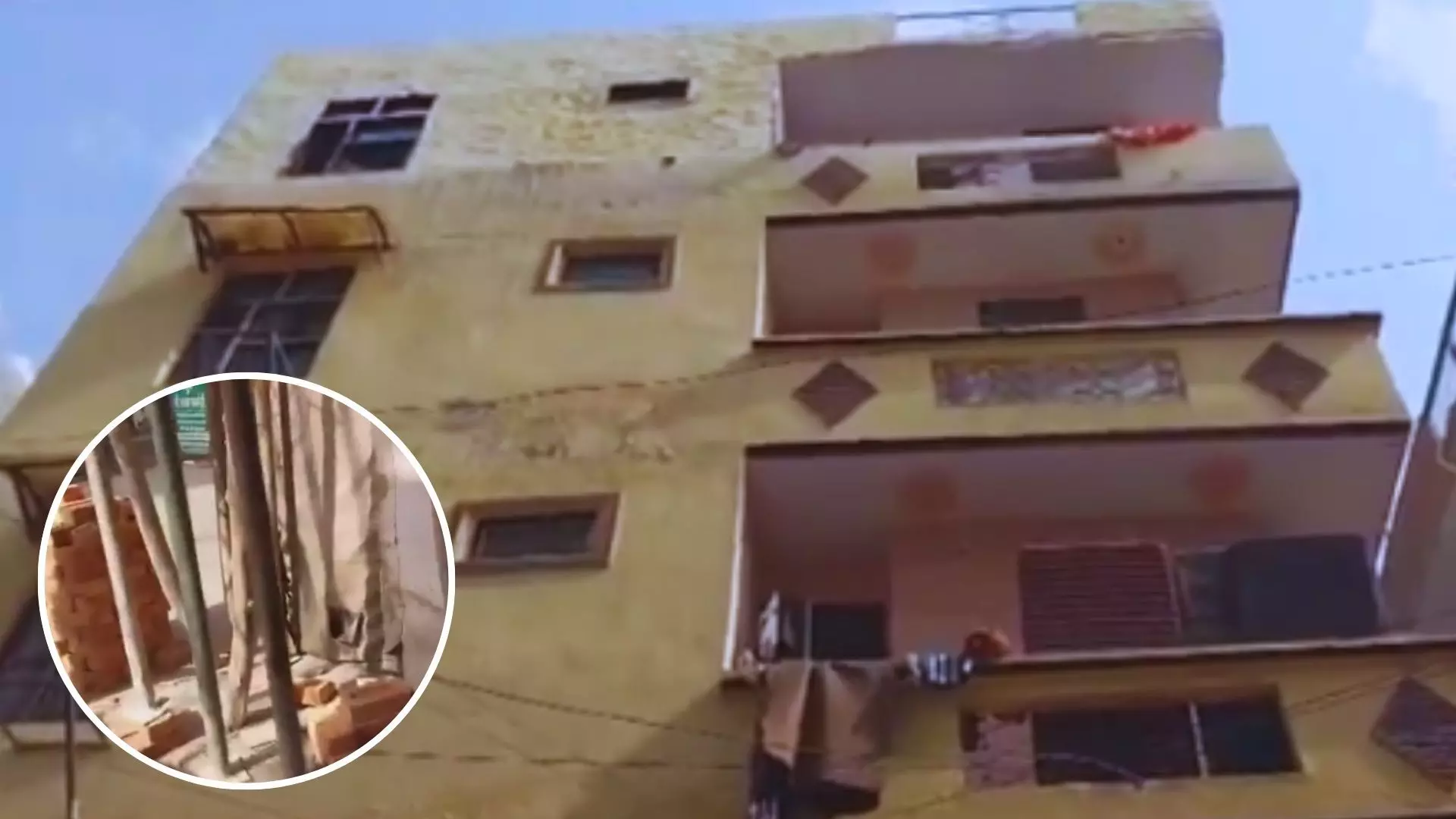 A four-storey building tilted in Delhi Shahdara A four-storey building tilted in Delhi Shahdara