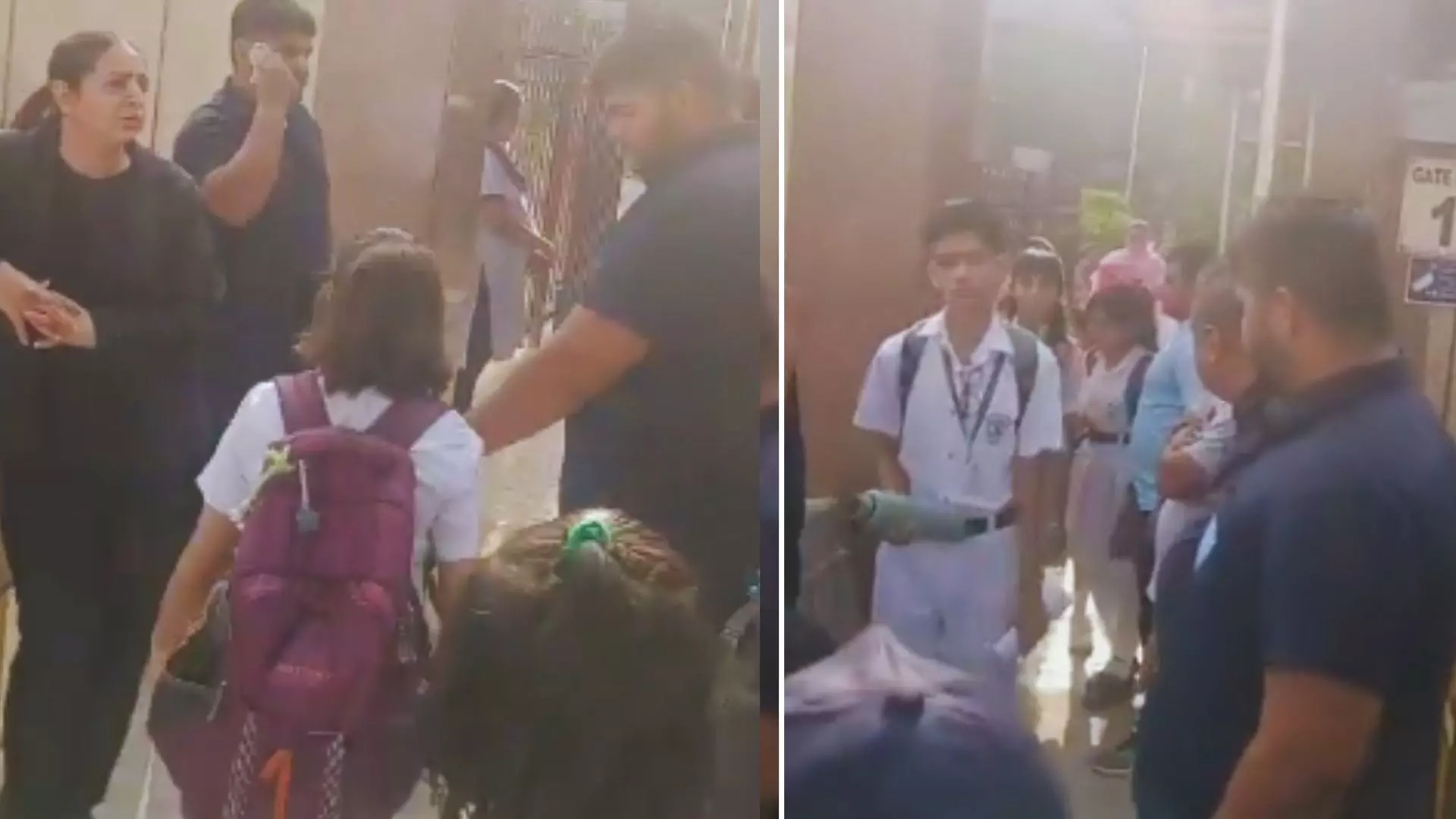 Bouncers deployed at the gate of DPS Dwarka Bouncers deployed at the gate of DPS Dwarka