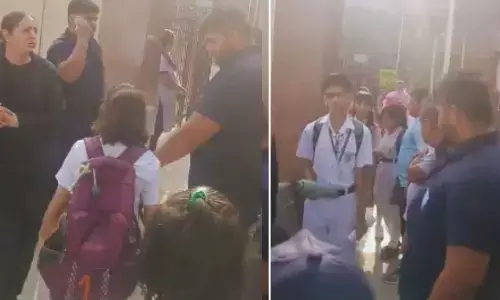 Bouncers deployed at the gate of DPS Dwarka