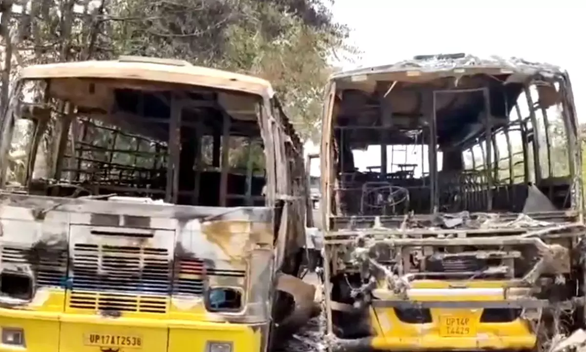 2 buses parked in Transport Nagar, Noida caught fire