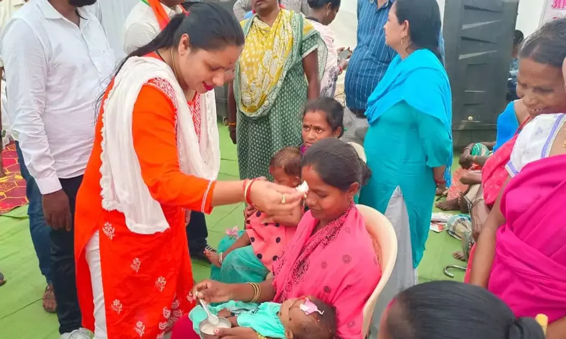 Advocate Deepika, member of State Womens Commission in Godhbharai and Annaprashan rituals