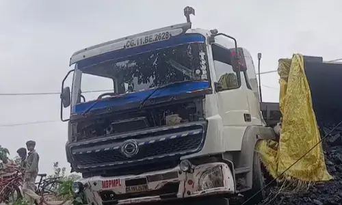 Coal laden trailer collided with a tree