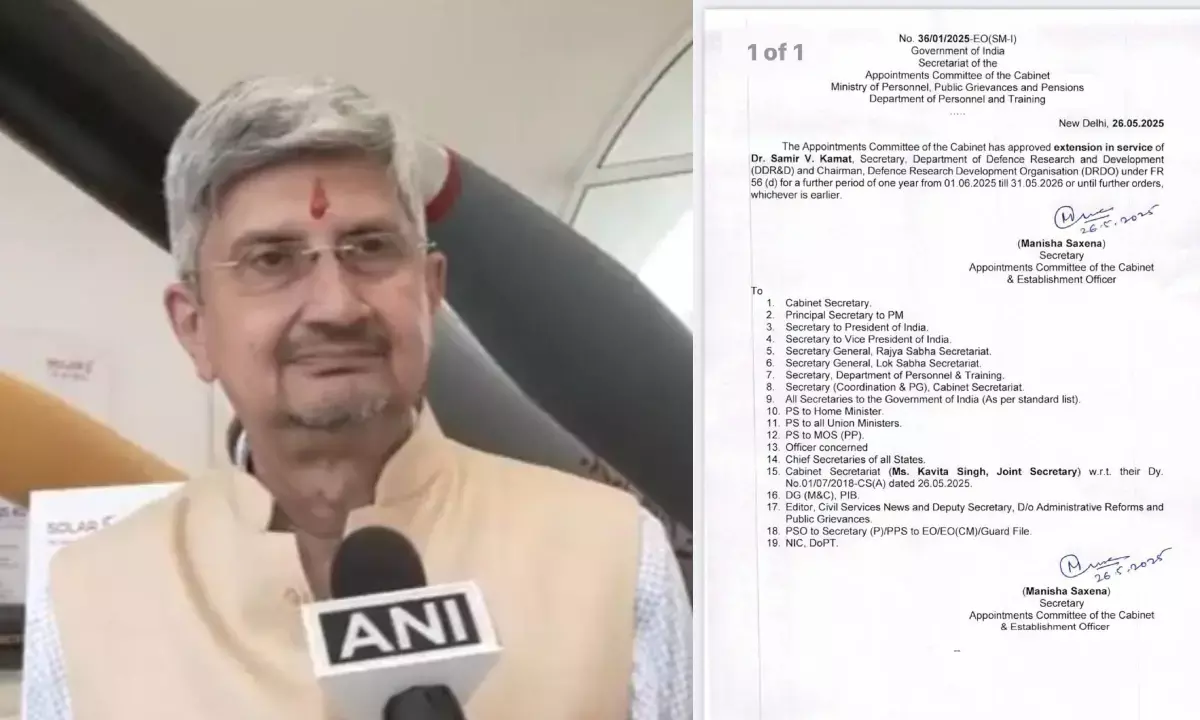 DRDO chief, Dr. Sameer V. Kamat, Dr. V. Kamat  tenure extended, डॉ समीर वी कामत