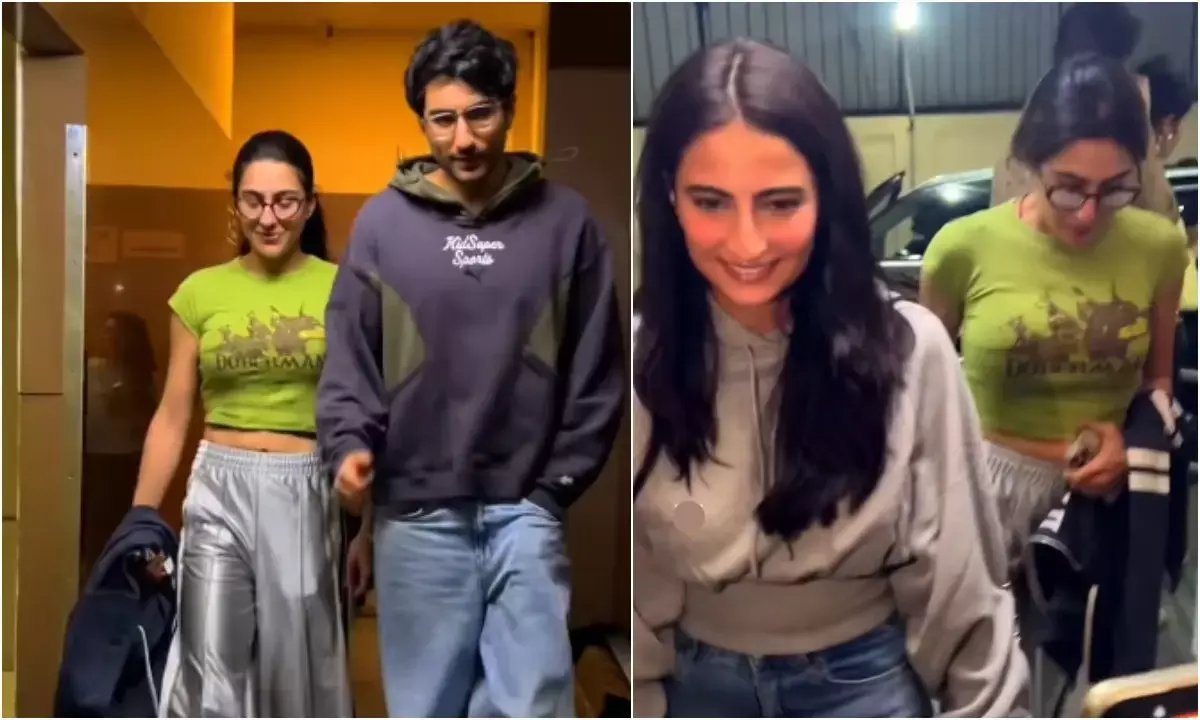 Ibrahim spotted with rumoured Girlfriend Palak Tiwari Movie Night, Sara Ali Khan Teases, video
