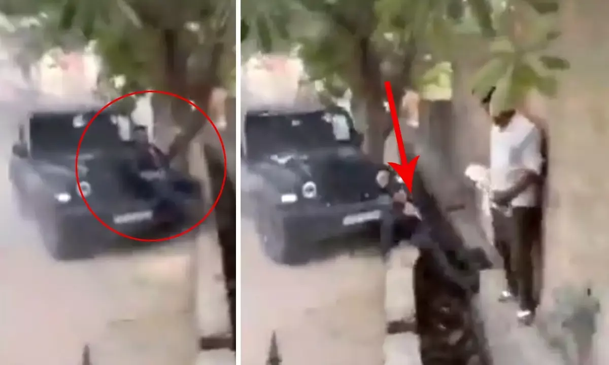 नोएडा में हाईस्पीड थार ने युवक को मारी टक्कर, उछलकर नाले में जा गिरा, Video वायरल