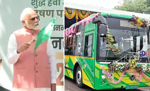 PM Modi Flagged Off 200 DEVI Electric Buses