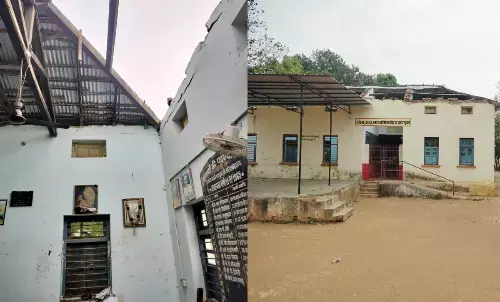 स्कूलों की दीवारों पर नजर आएगा झरना : आंधी में उड़ी छत अब तक नहीं बनी , खिड़कियों के दरवाजे भी गायब