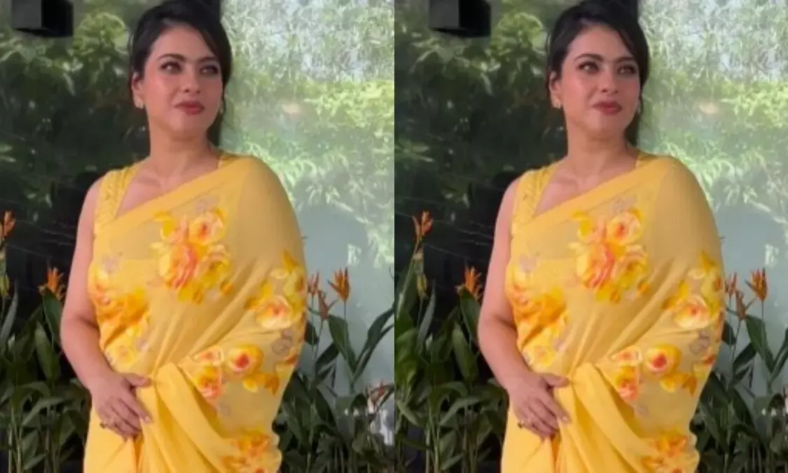 जुहू की गलियों में एक्ट्रेस काजोल ने बिखेरा जलवा, मां के प्रमोशन के लिए पीली साड़ी में आईं नजर