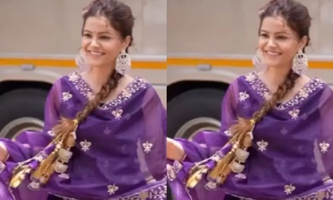 टीवी एक्ट्रेस रुबीना दिलैक का पर्पल शरारा लुक, लटकों-झटकों से फैंस का जीता दिल