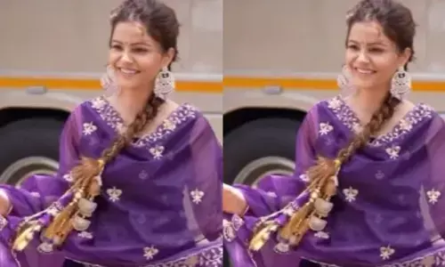 टीवी एक्ट्रेस रुबीना दिलैक का पर्पल शरारा लुक, लटकों-झटकों से फैंस का जीता दिल