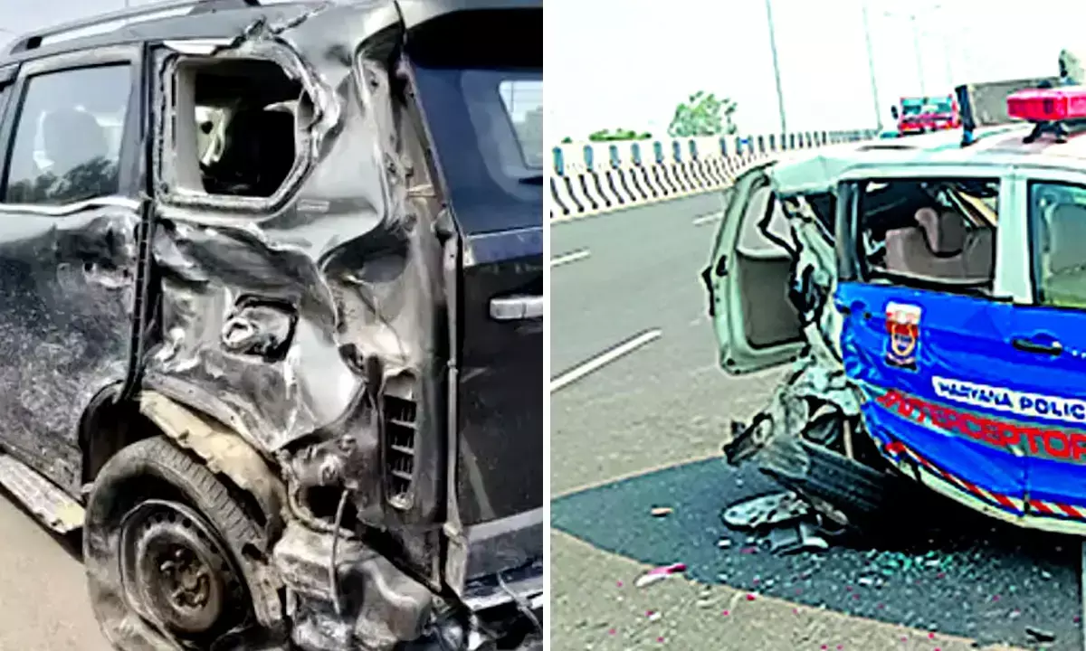 A girl from Faridabad rams into a police vehicle on the Delhi-Mumbai Expressway