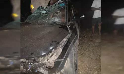 Car damaged in a road accident Car damaged in a road accident