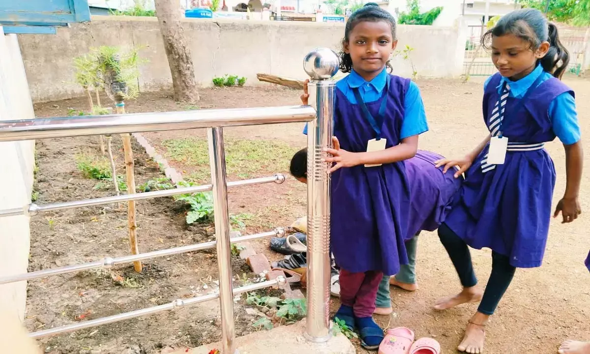 Steel railings installed in school