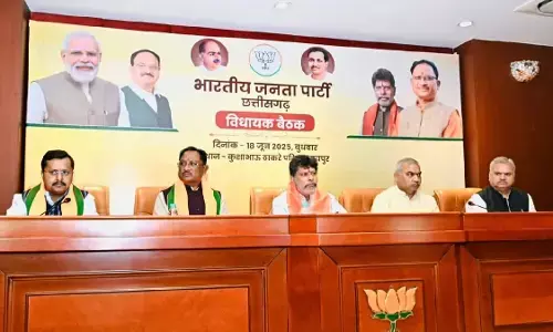 BJP in-charge Nitin Nabin taking the meeting