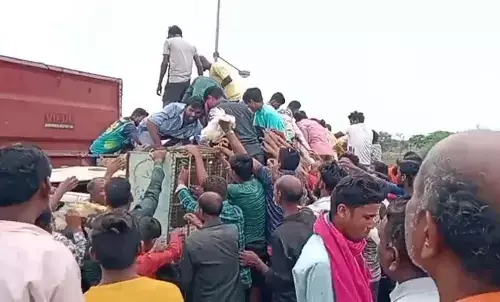Pickup vehicle overturned on side road
