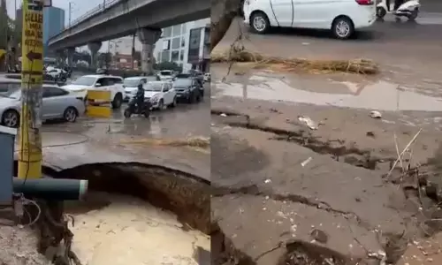 Jaipur Rain Road Collapse
