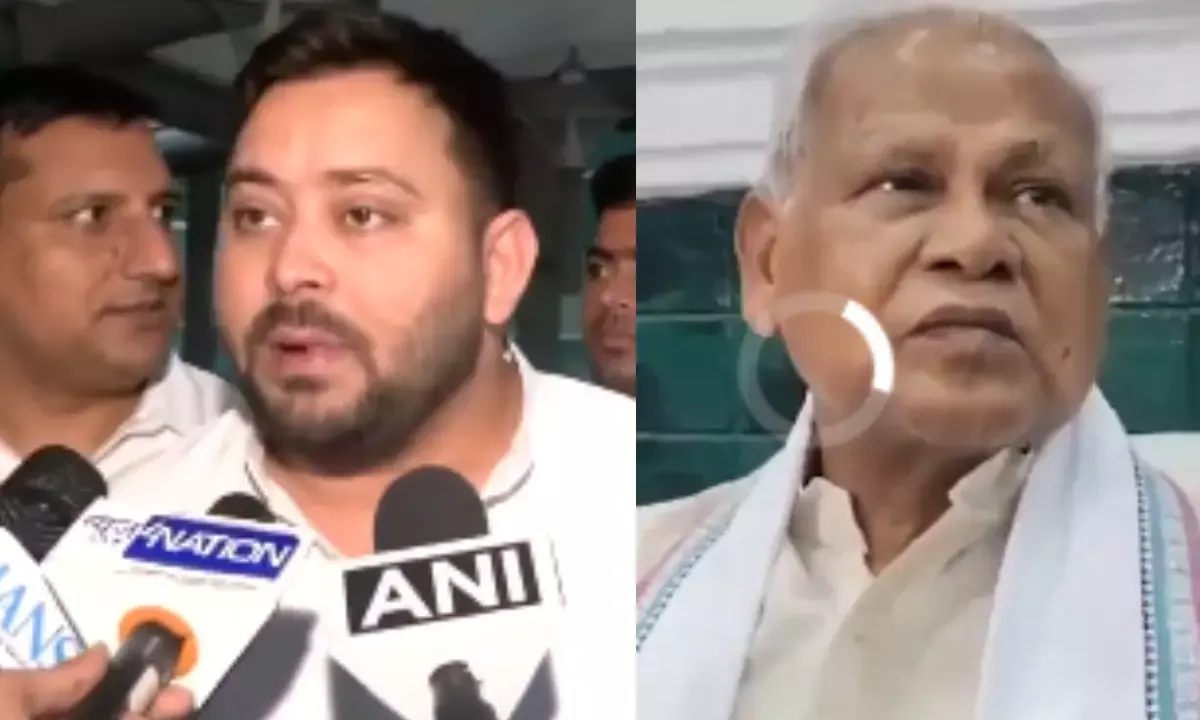 Tejashwi Yadav vs Jitan Ram Manjhi, Bihar elections 2025, Tejashwi Yadav Jitan Ram Manjhi fight, Jamai Aayog controversy, NDA vs INDIA alliance Bihar