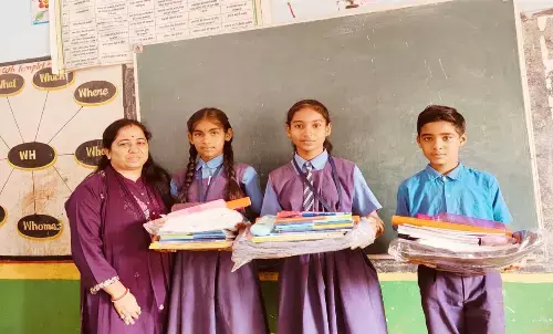 Teacher Pratik Jain with those three children