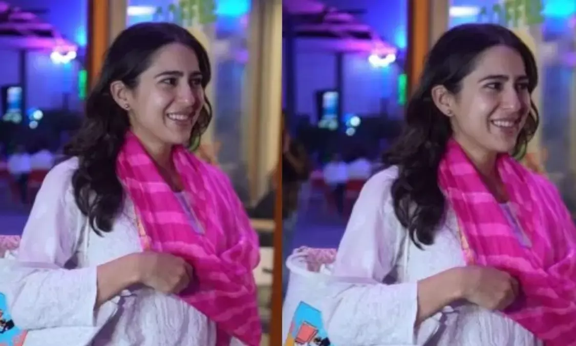 Sara Ali Khan का देसी एयरपोर्ट लुक, व्हाइट सूट और मोजरी में आईं नजर