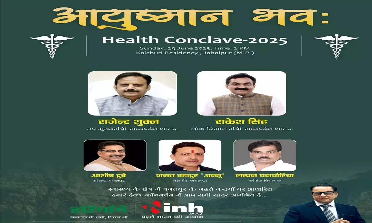 Ayushman Bhava Conclave, Deputy CM Rajendra Shukla, जबलपुर हेल्थ कॉन्क्लेव 2025, हरिभूमि, आईएनएच न्यूज, आयुष्मान भव कॉन्क्लेव, डिप्टी सीएम राजेंद्र शुक्ल