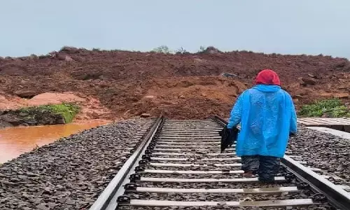 Land slide on railway line
