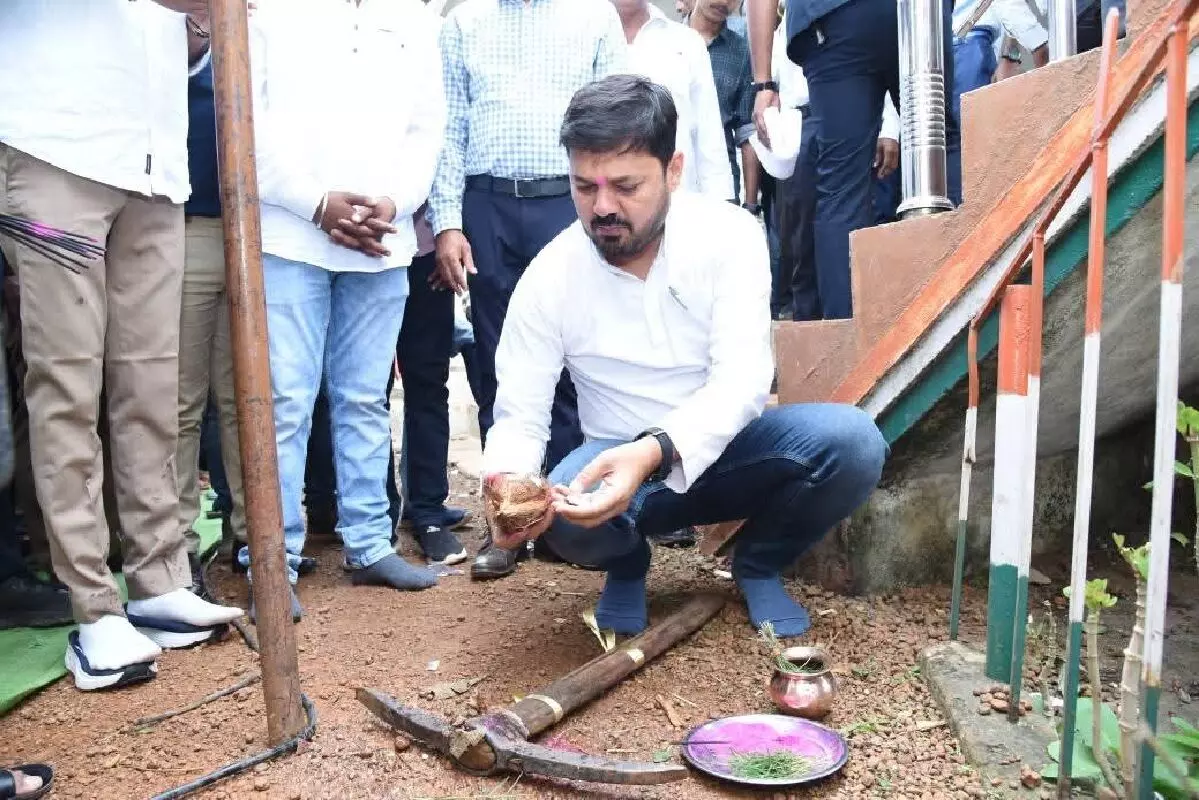 MLA Anuj Sharma performing Bhoomi Pujan for development works MLA Anuj Sharma performing Bhoomi Pujan for development works
