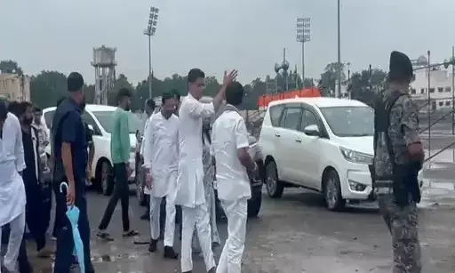 Incharge Sachin Pilot inspecting the preparations at Science College ground