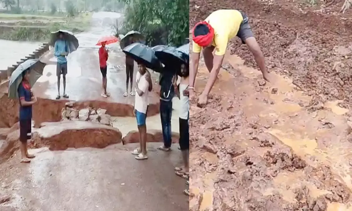 Bridge washed away in Balod, road turned into a swamp in Kawardha
