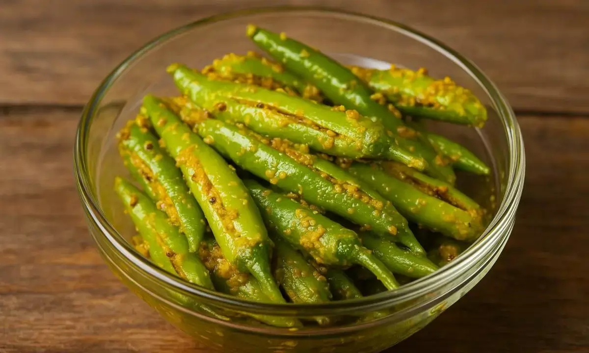 how to make hari mirch ka achar