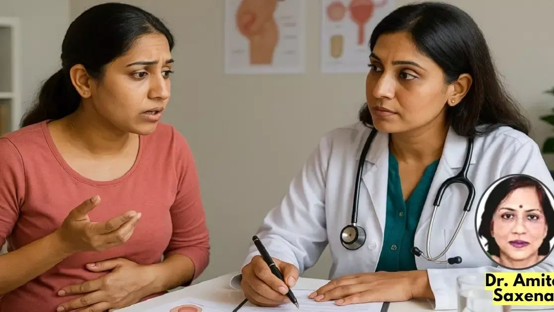 गर्भावस्था, पीरियड्स और यूरिन समस्याओं पर महिला डॉक्टर की सलाह देती महिला विशेषज्ञ की फोटो गर्भावस्था, पीरियड्स और यूरिन समस्याओं पर महिला डॉक्टर की सलाह देती महिला विशेषज्ञ की फोटो