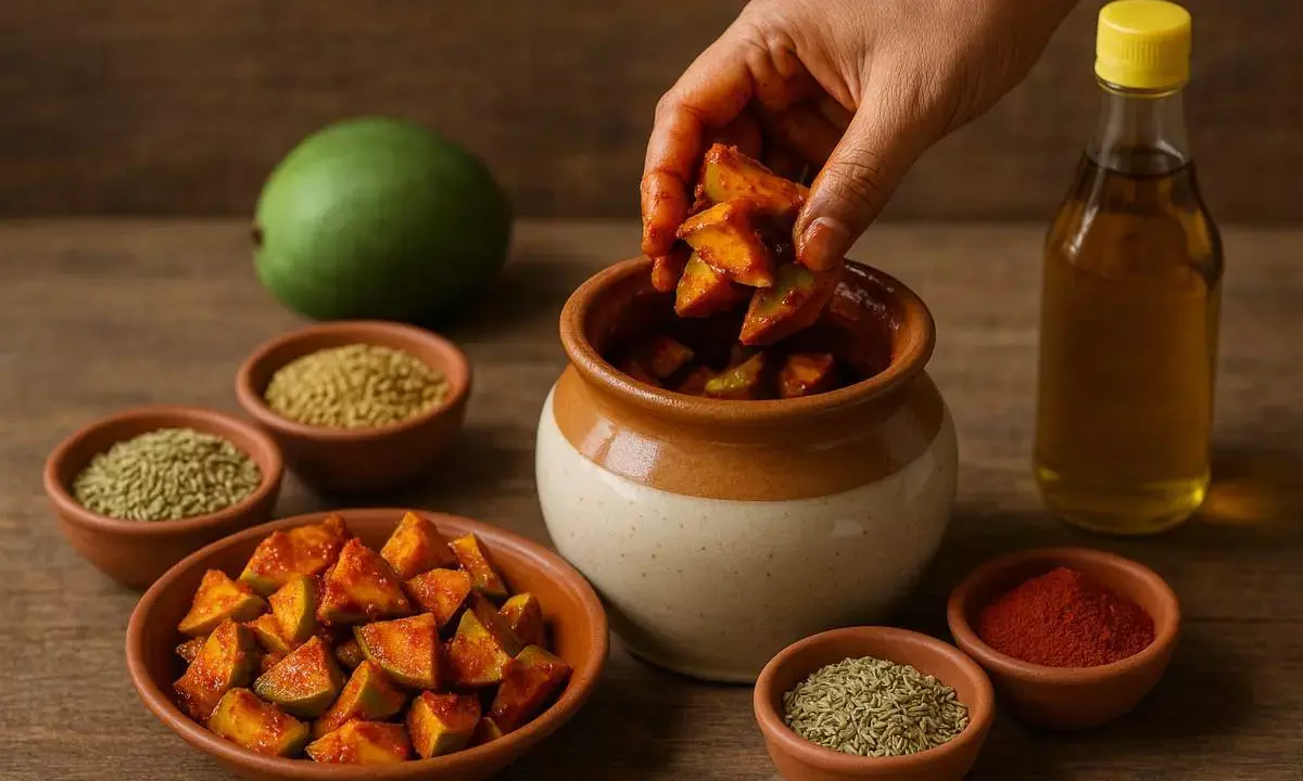 how to make mango pickle aam ka achar kasie dalen