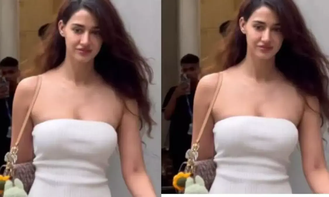 एक्ट्रेस दिशा पटानी ऑल व्हाइट लुक में आईं नजर