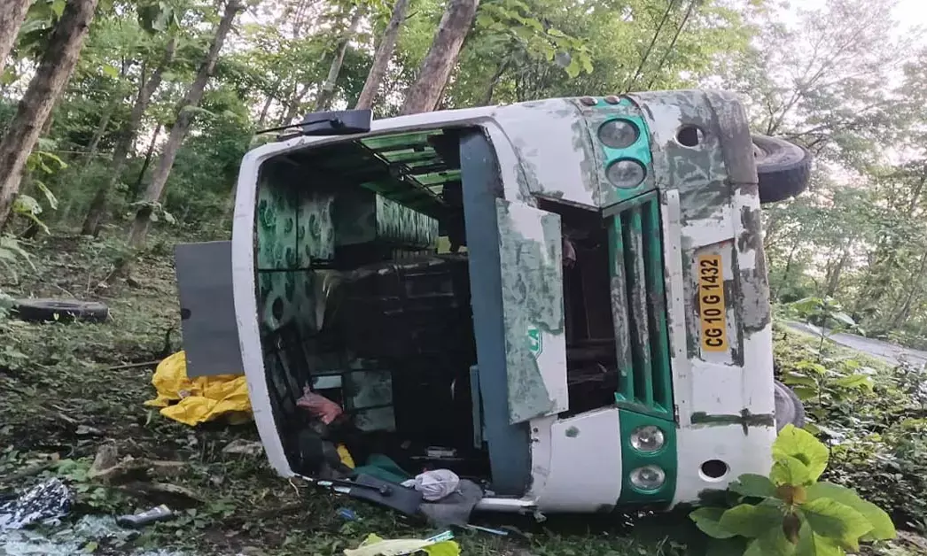 Bus damaged in accident
