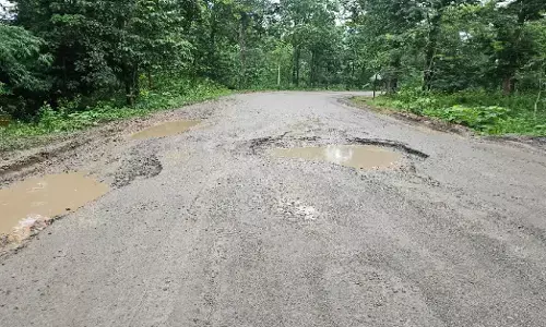 Potholes on National Highway 30
