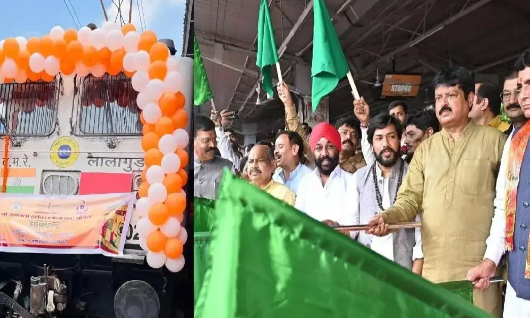 Legislators flagging off the train