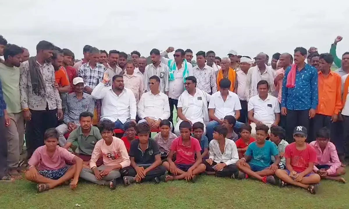 Villagers demonstrating