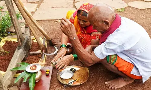 Worshipping agricultural tools
