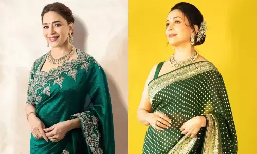 हरियाली तीज 2025 पर पहनें माधुरी दीक्षित जैसी हरी साड़िया
