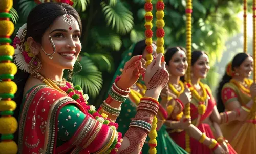 हरियाली तीज 2025: झूला झूलते हुए सजी धजी महिलाएं। हरियाली तीज 2025: झूला झूलते हुए सजी धजी महिलाएं।