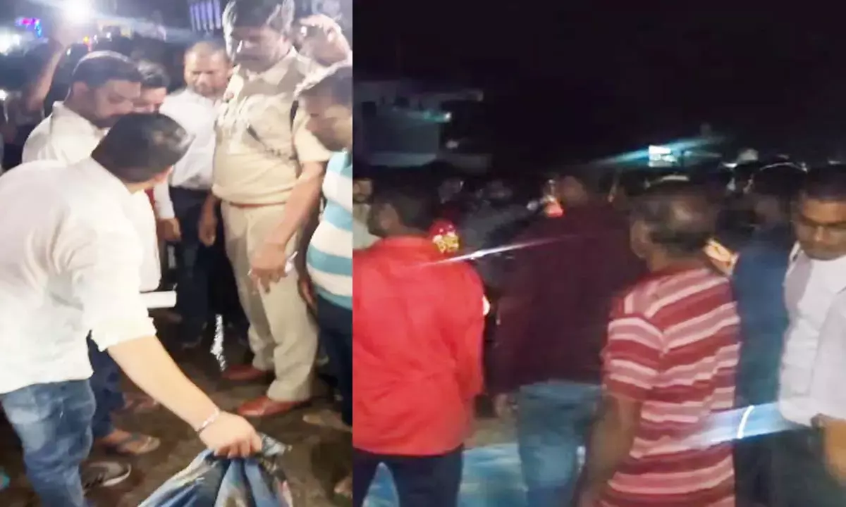 Crowd gathered after the accident