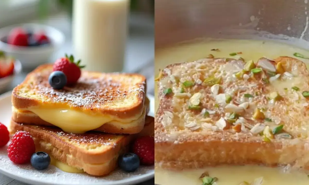 मिल्क कस्टर्ड टोस्ट बनाने की रेसिपी।