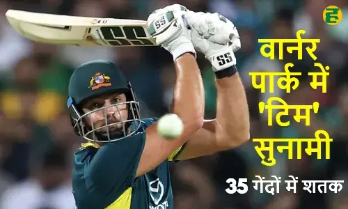 टिम डेविड ऑस्ट्रेलिया बनाम वेस्टइंडीज टी20 मैच में 35 गेंदों में शतक लगाते हुए – नाबाद 102 रनों की विस्फोटक पारी खेली।
