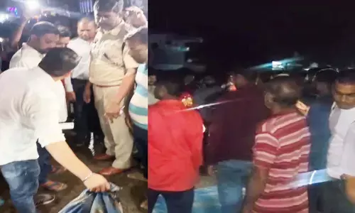 Crowd gathered after the accident