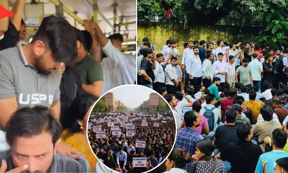Students protest against SSC in Delhi